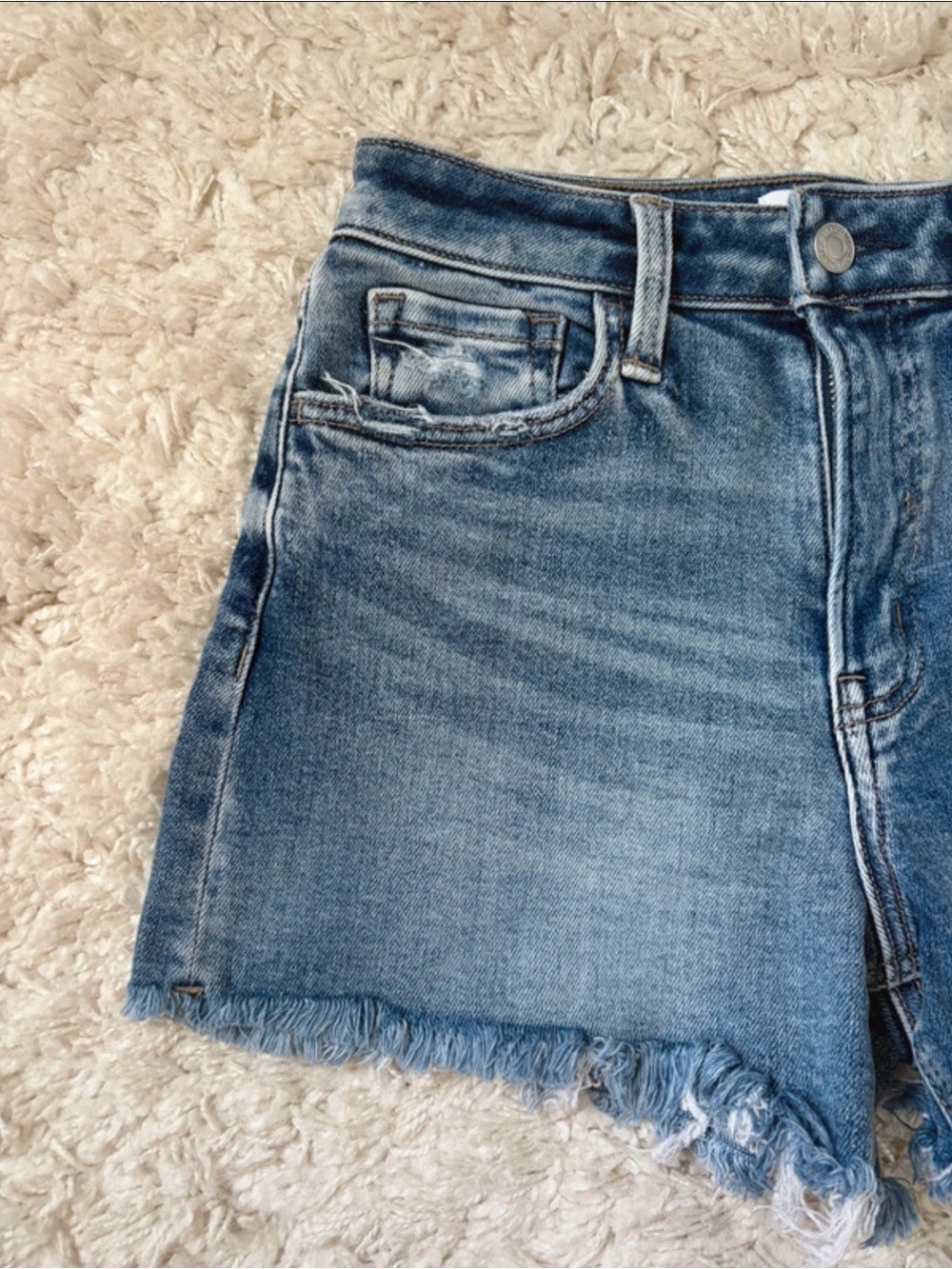 Vervet By Flying Monkey High Rise Raw Hem Denim Shorts - Picture 2 of 10